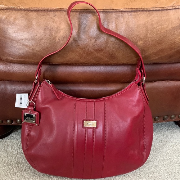 liz & co. Handbags - NWT Liz & Co. Red Leather with Silver Hardware and Tag Hobo Shoulder Bag